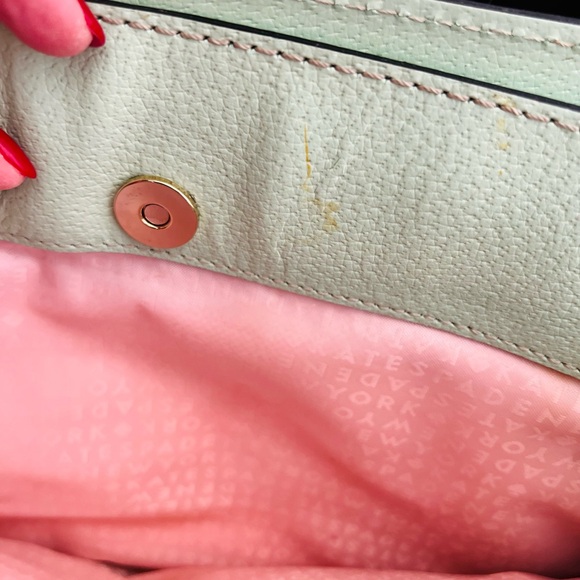 KATE SPADE New York Misty Mint w/Pink Lining Framed Leather Hand Bag Satchel - Picture 5 of 5